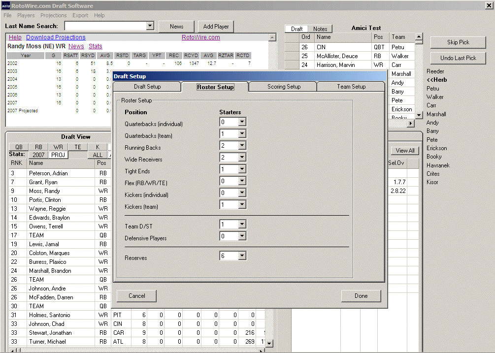 nfl fantasy draft software